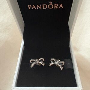 Pandora Silver Ribbon Earrings